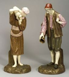 Pair of Royal Worcester Porcelain Eastern Water Carriers